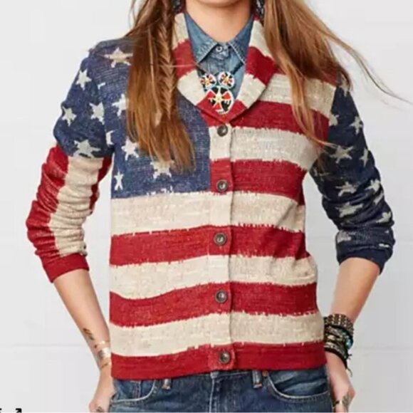 Ralph Lauren Denim & Supply American Flag Sweater Cardigan size Medium - Picture 3 of 16
